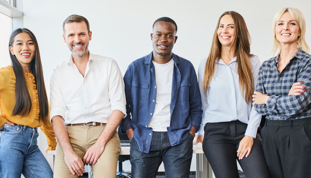  A group photo of five people. 